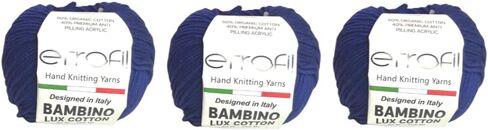 3pk Bambino Lux Cotton Yarn ، متماسكة والكروشيه ، مزيج أكريليك قطني عضوي ، طفل و Amigurumi ، 150 جم ، 315 متر (أزرق فاتح) in Kuwait
