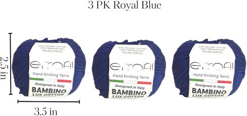 3pk Bambino Lux Cotton Yarn ، متماسكة والكروشيه ، مزيج أكريليك قطني عضوي ، طفل و Amigurumi ، 150 جم ، 315 متر (أزرق فاتح) in Kuwait