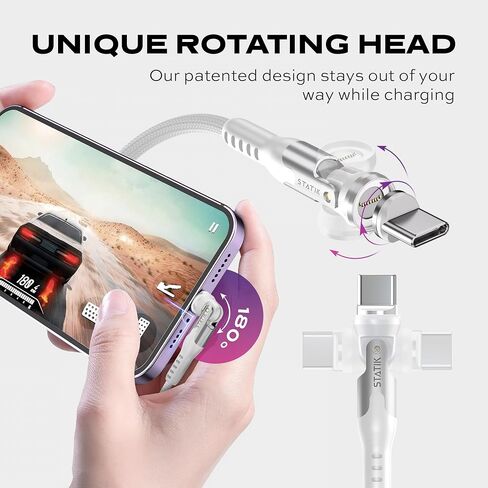 Statik GloBright 360 Pro Magnetic Charging Cable 3 Pack, Light Up Charging Cable, Magnetic USB C Charging Cable, LED Charging Cable, Magnetic Charger Cable, Glowing Light Up Phone Charger Cord 3FT/1M in Kuwait