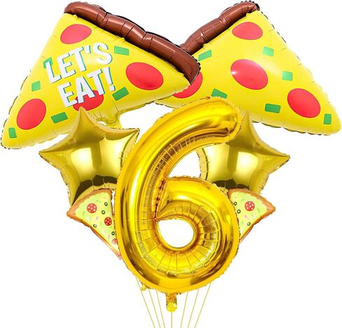 7pcs بالونات البيتزا ، رقم عيد ميلاد البيتزا رقم Mylar Poil Balloon Pizza Slice Party Supplies Pizzaria Decortations (8) in Kuwait
