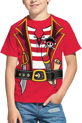 Kid's Print 3D Pirate Costume Halloween T Shirts Funny Cruise Pirates T-Shirt in Kuwait