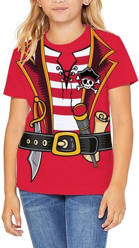 Kid's Print 3D Pirate Costume Halloween T Shirts Funny Cruise Pirates T-Shirt in Kuwait