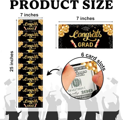 Graduation Money Holder, Black Gold Graduation Gifts for Class of 2025, Surprise Money Card for College High School, Money Holder with 6 Slots for Cash, Grad Party Supplies(1 Pack), 02 in Saudi Arabia