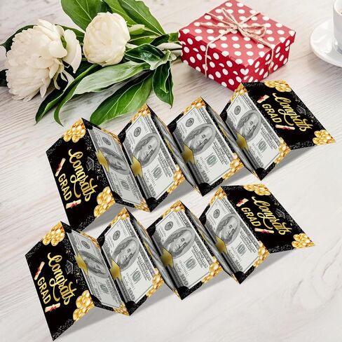 Graduation Money Holder, Black Gold Graduation Gifts for Class of 2025, Surprise Money Card for College High School, Money Holder with 6 Slots for Cash, Grad Party Supplies(1 Pack), 02 in Saudi Arabia
