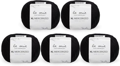 5 Ball ٪ 100 mercerized la mia xl cotton cotton total 8.8 oz. كل 1.76 أوقية (50 جم) / 103 سنة (95 م) فائقة النعومة ، المتوسطة الصوفية ، الأفغانية ، الغزل ، الأسود -1 in Saudi Arabia