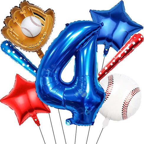 Baseball Balloons Baseball Party Decorations, Navy Blue Foil Number Balloons 40 inch Number 8 Balloon, Baseball Themed Party Supplies 8th Baseball Birthday Decorations for Boys in Kuwait