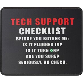 Funny Tech Support Checklist Mouse Pad Gifts for Men & Women -Technical Support Engineer, Computer Nerd - Sysadmin Gift Mouse Mat 9.5 x 7.8 Inch