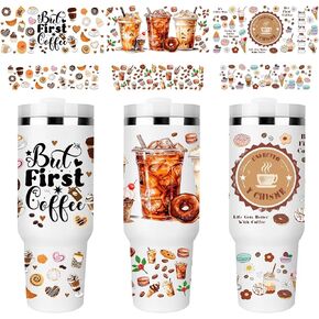 UV DTF Cup Wraps, 6 Sheet Coffee UV DTF Transfer Stickers for 40 oz Tumbler, Coffee Cups, Beans Uvdtf Cup Wraps, Personalized DIY Craft Supplies & Gifts