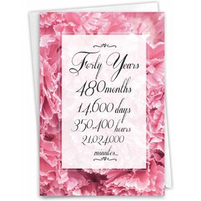 NobleWorks - 40th Milestone Anniversary Greeting Card with 5 x 7 Inch Envelope (1 Card) Floral Couple 40 C10478MAG