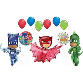 Anagram PJ أقنعة حفلات عيد ميلاد لوازم Catboy Gekko و Owlette Balloon Bouquet