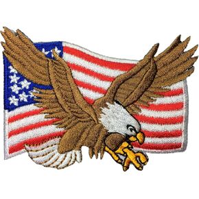 Papapatch Bald Eagle with American US Flag Iron Sewing على التصحيح (أصلع)