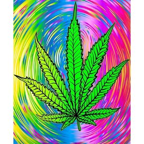 Xiyuekissu Diamond Art Marijuana Leaf Alien Cannabis Weed DIY 5D Full Drill Painting Kit (Set by Number) Digital Painting Round Diamonds（12x16inch）