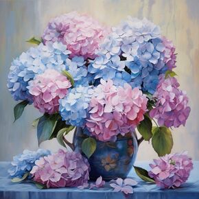 5D Diamond Art Painting Kits by Number for Adults Hydrangea in Vase Diamond Art Painting Full Round Drill Crystal Rhinestone Embroidery Craft Kits for Home Wall Decor Kits 35x35cm