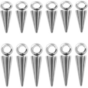 20pcs الصلب المقاوم للصدأ مخروط مخروط على شكل حبات سحر حبات كبيرة الثقب المعلقات مخروط سحر البانك على نمط السحر لصنع لوازم قلادة DIY الحرفية ، 2 أحجام ، فضية
