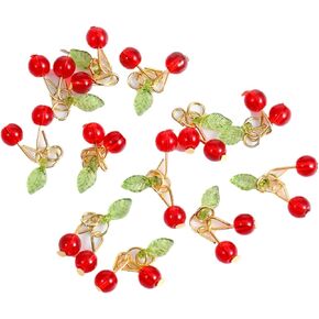Prasacco 20 PCS Cherry Charms Acrylic 3D Red Cherry Charm مع حلقة Mini Fruit Bead Charm Charm for Jewelry Making Bracelets Netclaces Diy Crafts Association