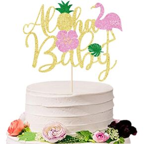 Aloha Baby Shower Cake Topper Decorations,Baby Cake Topper，Hawaiian Cake Topper for Baby Shower, Boy and Girl Cake Decorations (Aloha Baby)