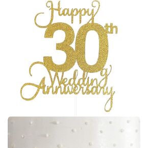 30th Cake Cake الذكرى السنوية العادية ، زواج الذكرى السنوية الزواج مع بريق ذهبي مميز