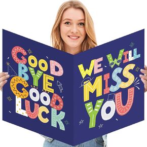 We Will Miss You Card, Jumbo Farewell Card with Envelope Goodbye Good Luck Retirement Card Guest Book for Coworkers, Bosses, and Friends Going Away Party(14x22inch)
