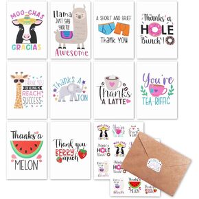 40 Pack Funny Thank You Cards with Envelopes & Stickers Bulk Thanks Cute Pun Note Cards for Small Business Friends Teachers Employee Boss Coworkers Appreciation(4x6 Inches Per Card)