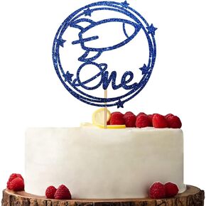 Rocket One Cake Topper ، الفضاء الأول من كعكة عيد الميلاد ، الفضاء الأزرق اللمعان الفضاء الخارجي واحد ديكور كعكة لعيد الميلاد/طفل دش ديكور