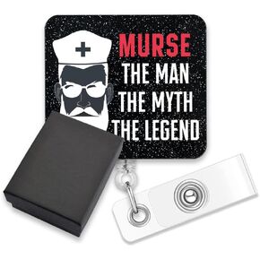 Agmdesign Murse الرجل الأسطورة The Legend Nurse Badge Bendge ، ممرضة قابلة للتراجع معرف بريق شارة البريق ، بكرة شارة مرسومة لطيف للممرضات الممرضات المسجلة المساعدين المساعدين التمريض الطلاب