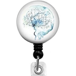 Badge Reel,Retractable Name Card Badge Holder with Alligator Clip, Medical MD RN Nurse Badge ID, Badge Holder, Office Employee Name Badge (The Nervous System of The Brain)