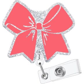 Pink Starry Sky Bow Bow Bender حامل قابلة للسحب مع مقطع التمساح الدوار لممرضة اسم بطاقة العلامة التمريض للمعلم الطبيب طالب موظف مكتب العمل الطبي