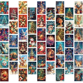 50 PCS Retro Christmas Gransing Cards Vintage Xmas Cards Christmas Cards Christmas Cards Santa Christmas Antique Postique Postic Card