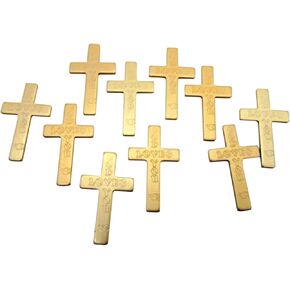 Westmon Works Pocket Cross Charm Bulk Pack Size Metal Metal Transes Christian Faith Therkider with God Loves You Script Holy Prayer ، مجموعة من 10