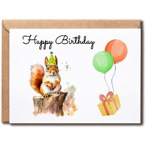 Squirrel Funny Birthday Card - Blank Inside - Includes Envelope - Cellophane Sleeve - 5 x 7 inches