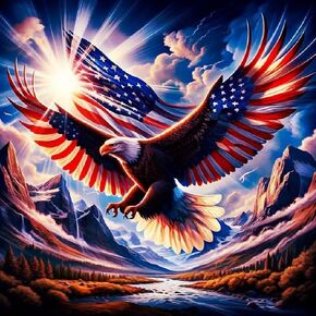 KTHOFCY 5D DIY US FLAG Independence Day Eagles Diamond Painting Kits للبالغين ، والولايات المتحدة في الرابع من يوليو / تموز كاملة الحفر الكريستانية الراين صور الفنون جدار ديكور الطلاء نقطات 13.8x13.8inch