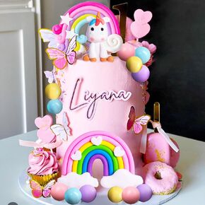 Jevenis Unicorn Cake Topper & Party Favors - Rainbow عيد ميلاد الديكور للفتيات