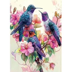 Kulvci Hummingbird Painting Kits للبالغين ، ومجموعات فن الماس الكاملة ، و 5 D Diy Diamonds الحرف للهدايا الجدار المنزلي 12 × 16inch