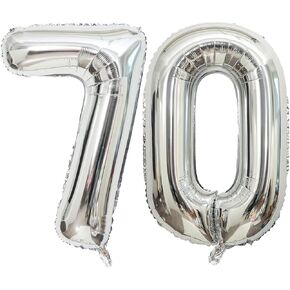 Silver 40 Inch Foil Number balloons 0-9 Big Digit Mylar Balloons Large Helium numbers Balloons 5 balloon for Birthday Party Supplies Decorations