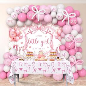 120pcs coquette deprate ducks ، pink bows فتاة صغيرة حلوة في طريقها إلى البالون الخلفي مع القوس المائدة الجديدة