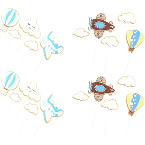 Luozzy 20 PCS Hot Air Balloon Calls Stars Cloud Cake Cake Toppers for Birthday Sky موضوع زخارف الحفلات لوازم اللوازم