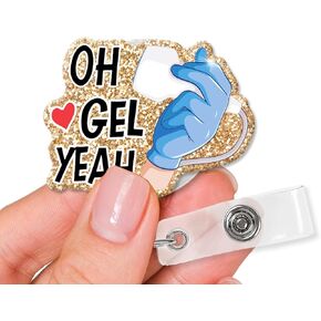 Xqlzy OH GEL YEAH GLITER BADGE BADGE ، VERTARSUND VERSTUNDENT ANDRANTER MASTION IDANT IDABER CARD حامل شارة ، هدية التخرج عيد ميلاد لعيد الميلاد لفني الموجات فوق الصوتية ممرضة ممرضة MD PA RN