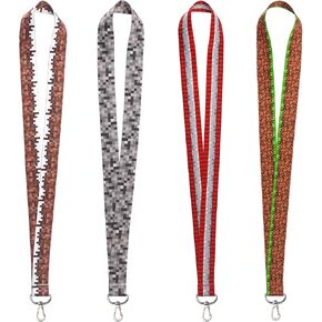 Pounchi Block Game Lanyard (4 PCS) لمفاتيح حامل شارة الهوية ، محفظة Pixel Gaming Lanyard