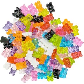 100 Pieces Resin Candy Gummy Bear Flatbacks Cabochons Deco Bears Colorful Charms Beads for DIY Necklace Pendants Keychain Brooch Earring Mobile Phone Case Accessories – Random Color