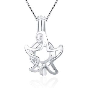 925 Sterling Silver Starfish Cage Pendants Crafting Charm for DIY Necklace Bracelet Jewelry Making
