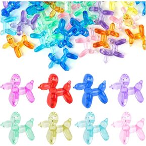 Framendino ، 60 Pack Balloon Dog Charms Acrylic 3D Dogs Sculpture Charm 8 مختلط ملون جرو تجزئة لعمل مفاتيح المجوهرات صنع سلسلة مفاتيح المجوهرات