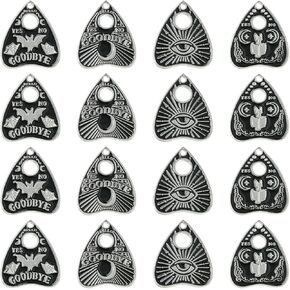 Ornazy 20 pcs 4 Style Tarot Charms Enamel Magic Charms Black Silver Cat Halloween Ouijas Heart Gothic Charms for Jewelry Making Women DIY Necklaces Earring Crafts