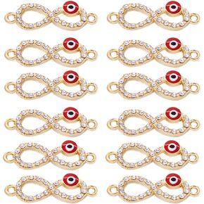 Evil Eyes Connector Charms, 30Pcs Infinity Symbol Rhinestones DIY Handmade for Evil Eye Charm Pendant Jewelry Making Necklace Bracelet Keychain Sweater Chain Decoration (Red Eye)
