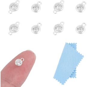 UniCraftale 8pcs 2 أنماط Zirconia Cubic Link Charm Starmstone Charm 925 STERLING SLIVER SHARRES SHARMS CRYNAL