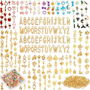 modacraft 3 أنواع 302 PCS سحر لصنع المجوهرات مع حلقات القفز ، سحر خطاب المينا السائبة KC لسوار قلادة DIY الإمدادات الحرفية