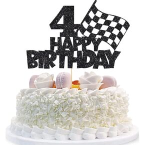 Racing Car Cake Topper ، أسود ، عدد واحد ، 5.85 بوصة ، عيد ميلاد ، من 1 إلى 5 سنوات