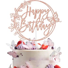 كعكة عيد ميلاد سعيد الفراشة ، والبنات ، والبنات ، والنساء ، ديكورات كعكة عيد ميلاد سعيد ، وذكرى الفراشة بذكرى زفاف زفاف ديكورات حفلات استحمام الطفل (بريق أرجواني)