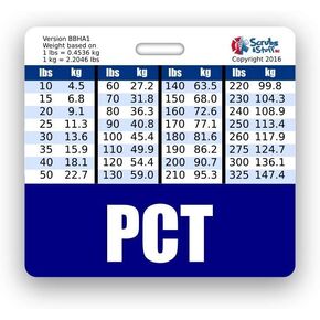 شارة PCT Buddy أفقي مع مخططات تحويل الطول والوزن (قياسي ، وردي)