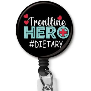Frontline Hero Dietary Nurse Badge Clip ID Name Card Keychain Retractable Badge Reel Alligator Clip Nylon Cord Nurse Doctor Lanyard