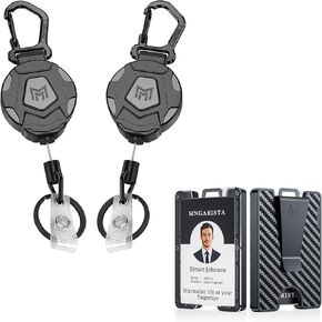 Mngarista 2-pack-keykain مع محفظة حامل شارة ألياف الكربون 3K